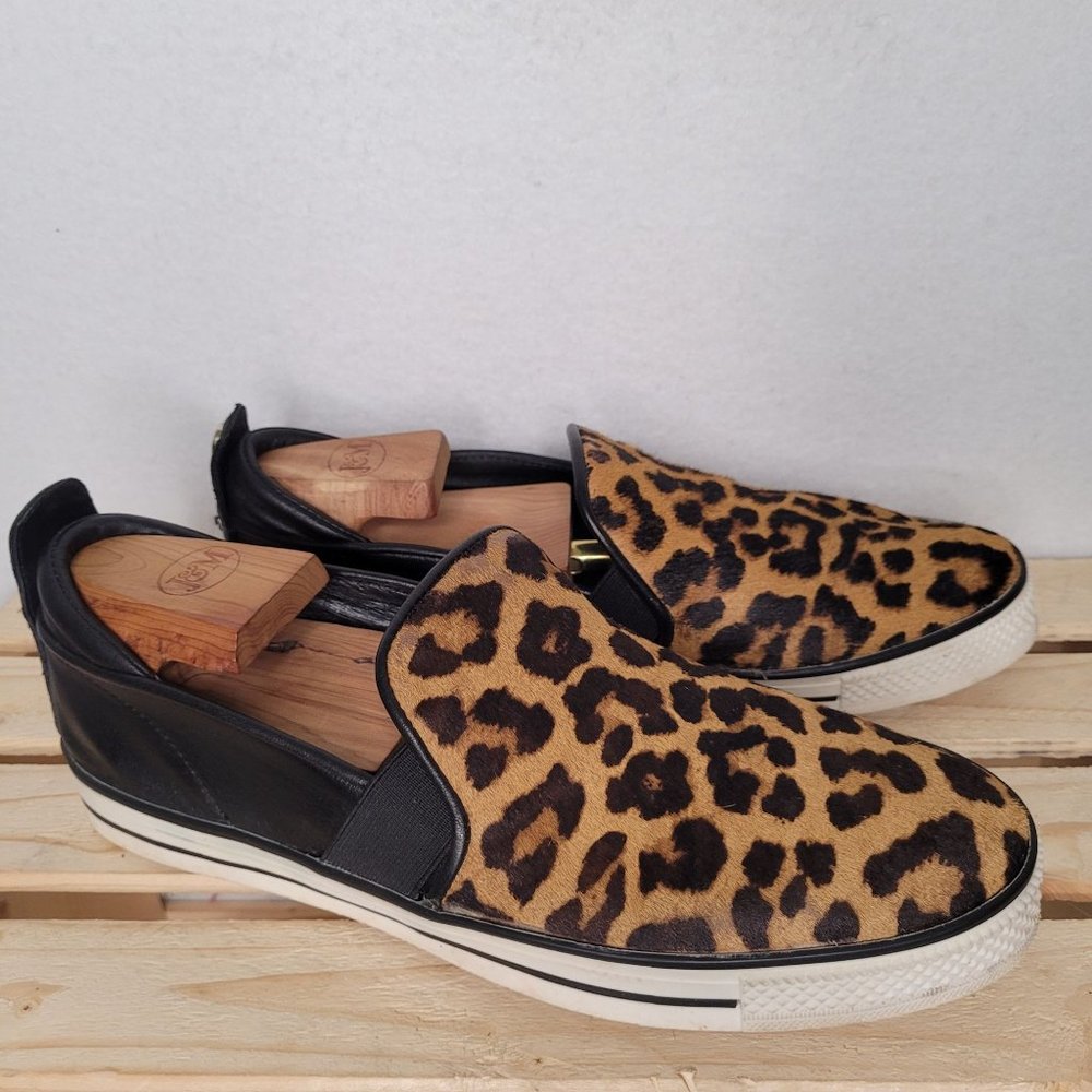 Wishbone Collection Leopard Print Sneakers Leather Loafers size 9.5